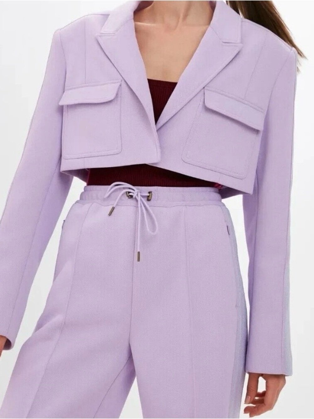 Adidas Women's IVY Park Purple Glow Cropped Suit Blazer Jacket XS Beyoncé